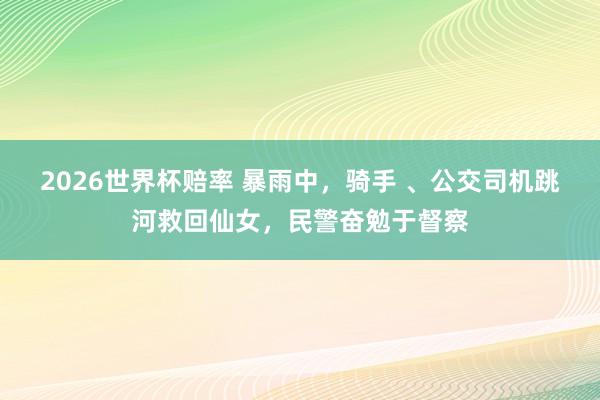 2026世界杯赔率 暴雨中，骑手 、公交司机跳河救回仙女，<a href=