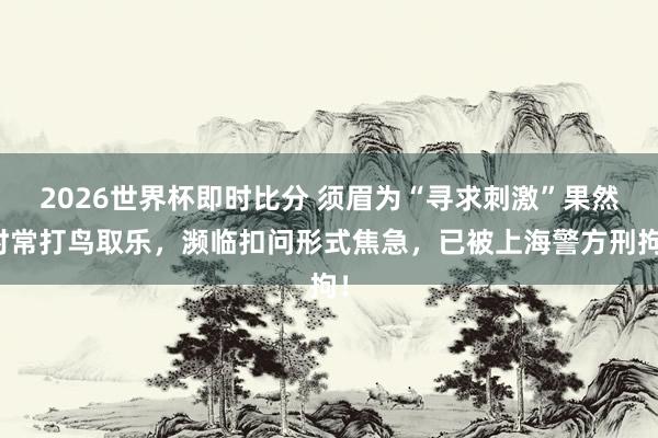 2026世界杯即时比分 须眉为“寻求刺激”果然时常打鸟取乐，濒临扣问形式焦急，已被上海警方刑拘！