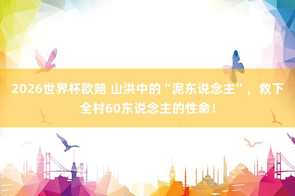 2026世界杯欧赔 山洪中的“泥东说念主”，救下全村60东说念主的性命！