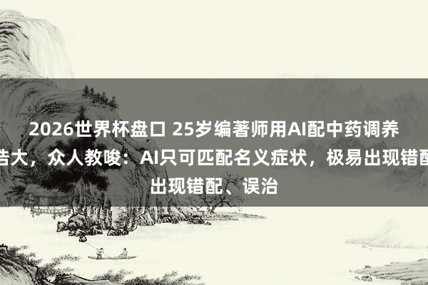 2026世界杯盘口 25岁编著师用AI配中药调养致气血浩大，众人教唆：AI只可匹配名义症状，极易出现错配、误治
