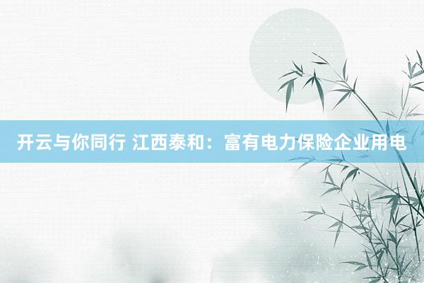 开云与你同行 江西泰和：富有电力保险企业用电