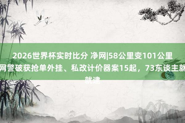 2026世界杯实时比分 净网|58公里变101公里？网警破获抢单外挂、私改计价器案15起，73东谈主就逮