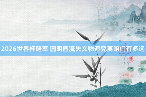 2026世界杯赔率 圆明园流失文物追究离咱们有多远