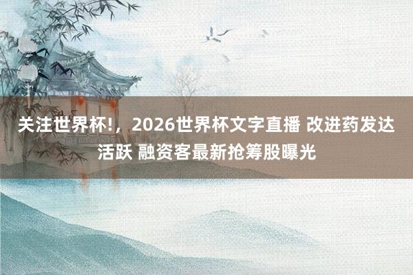 关注世界杯!，2026世界杯文字直播 改进药发达活跃 融资客最新抢筹股曝光
