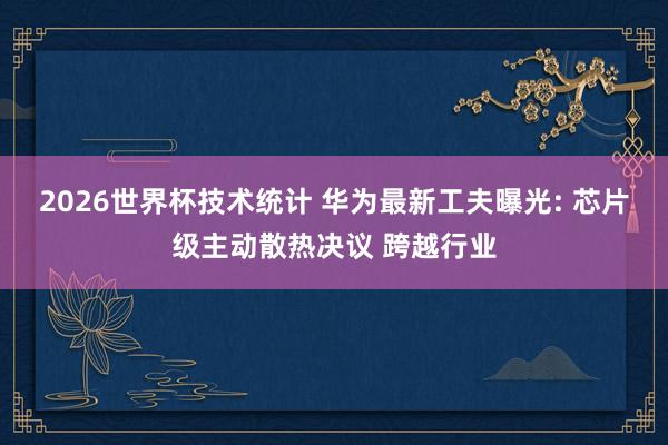 2026世界杯技术统计 华为最新工夫曝光: 芯片级主动散热决议 跨越行业