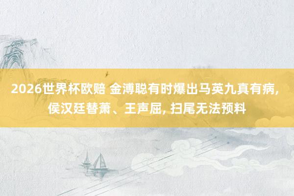 2026世界杯欧赔 金溥聪有时爆出马英九真有病， 侯汉廷替萧、王声屈， 扫尾无法预料