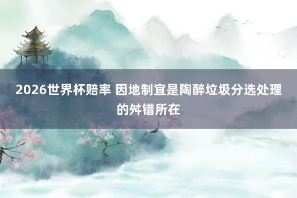 2026世界杯赔率 因地制宜是陶醉垃圾分选处理的舛错所在