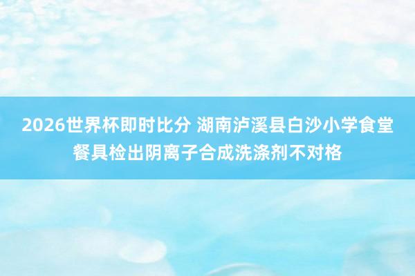 2026世界杯即时比分 湖南泸溪县白沙小学食堂餐具检出阴离子合成洗涤剂不对格