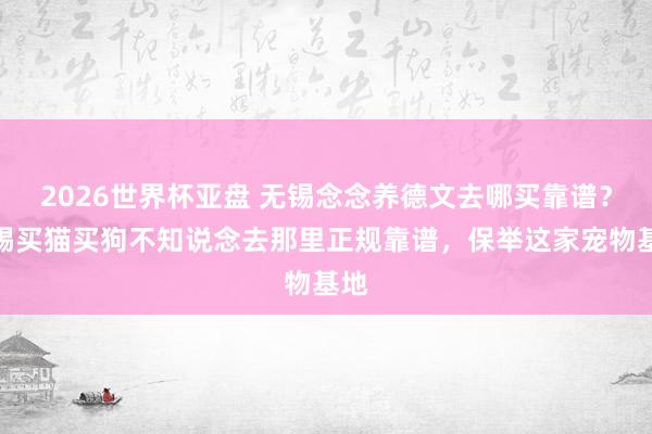 2026世界杯亚盘 无锡念念养德文去哪买靠谱？无锡买猫买狗不知说念去那里正规靠谱，保举这家宠物基地