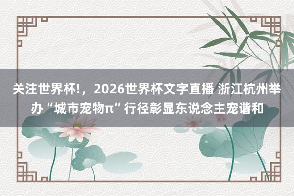 关注世界杯!，2026世界杯文字直播 浙江杭州举办“城市宠物π”行径彰显东说念主宠谐和