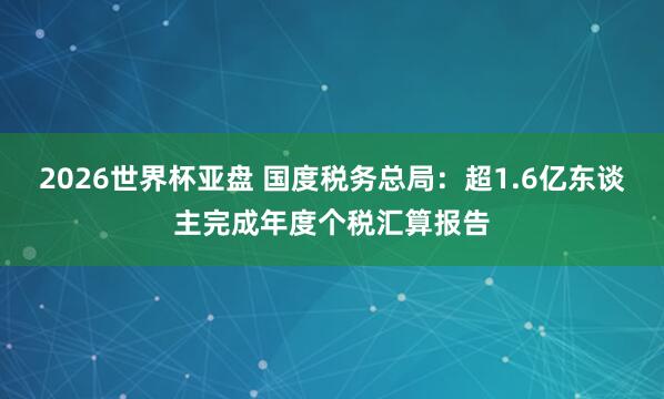 2026世界杯亚盘 国度税务总局：超1.6亿东谈主完成年度个税汇算报告