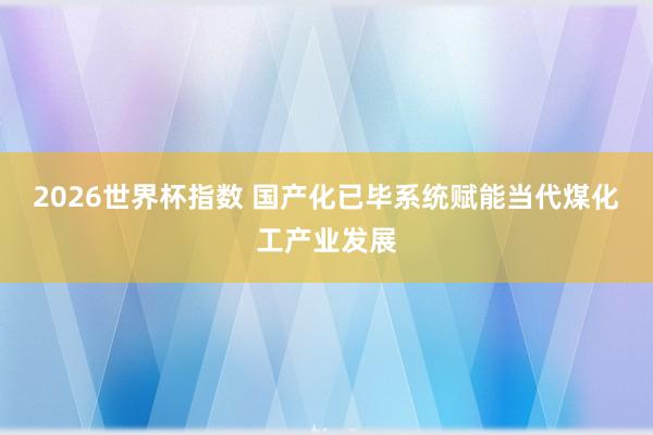 2026世界杯指数 国产化已毕系统赋能当代煤化工产业发展
