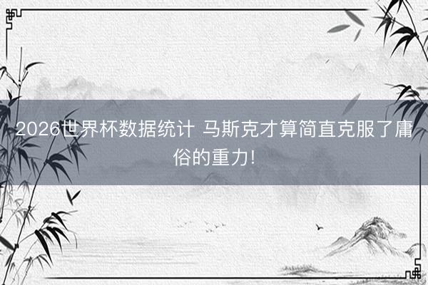 2026世界杯数据统计 马斯克才算简直克服了庸俗的重力!