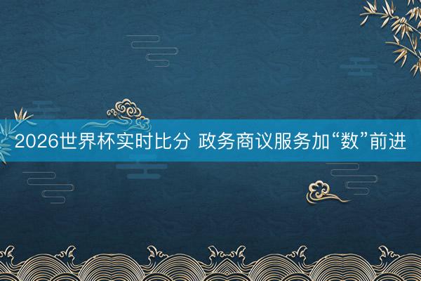 2026世界杯实时比分 政务商议服务加“数”前进