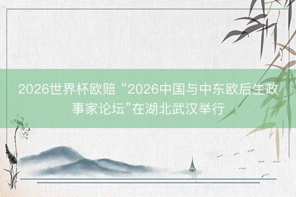 2026世界杯欧赔 “2026中国与中东欧后生政事家论坛”在湖北武汉举行