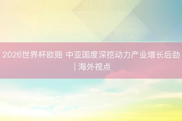 2026世界杯欧赔 中亚国度深挖动力产业增长后劲 | 海外视点